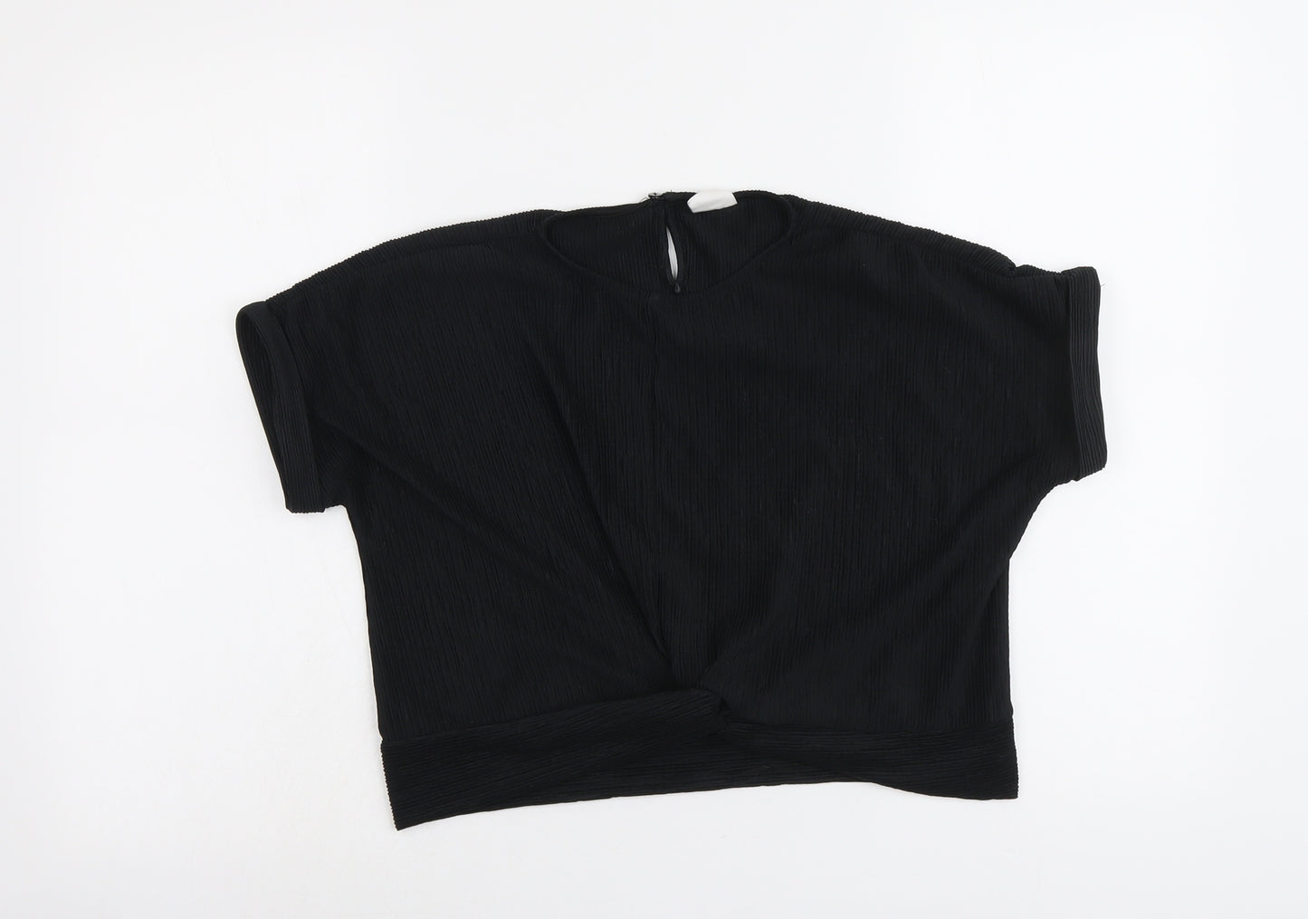 Zara Girls Black Polyester Basic T-Shirt Size 11-12 Years Round Neck Pullover