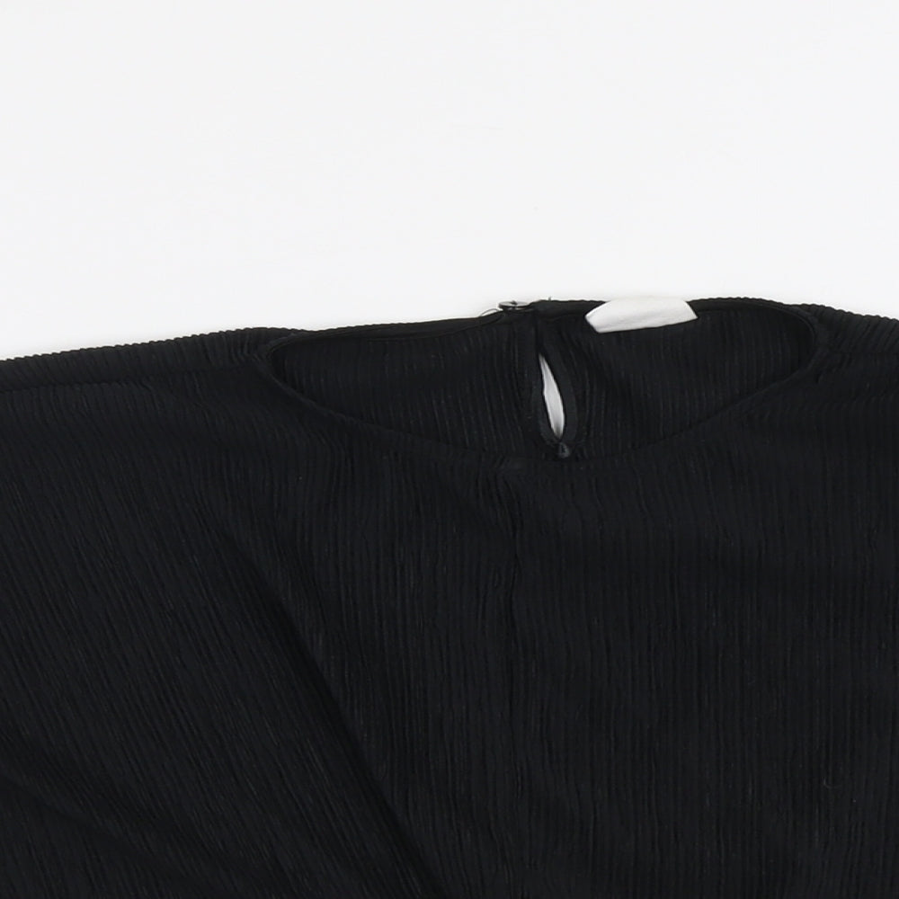 Zara Girls Black Polyester Basic T-Shirt Size 11-12 Years Round Neck Pullover