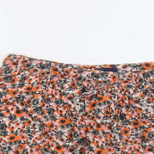 Gap Womens Orange Floral Cotton Skater Skort Size L Drawstring