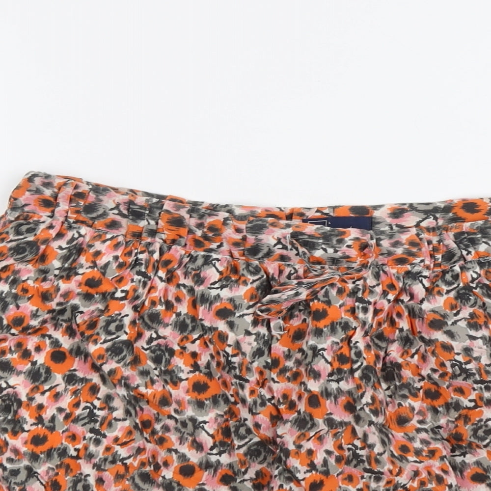 Gap Womens Orange Floral Cotton Skater Skort Size L Drawstring