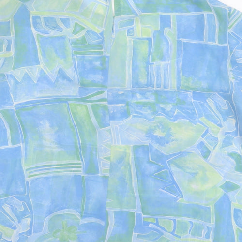 Delmond Womens Blue Geometric Polyester Basic T-Shirt Size 16 Round Neck