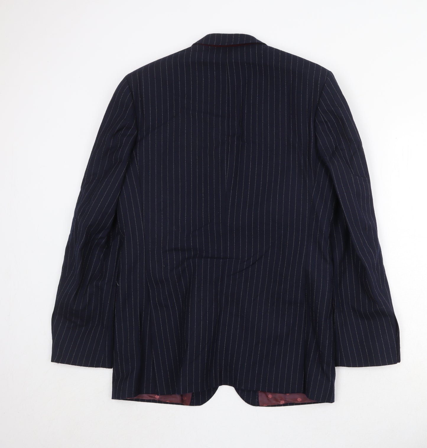 The Label Mens Blue Striped Wool Jacket Suit Jacket Size 38 Regular