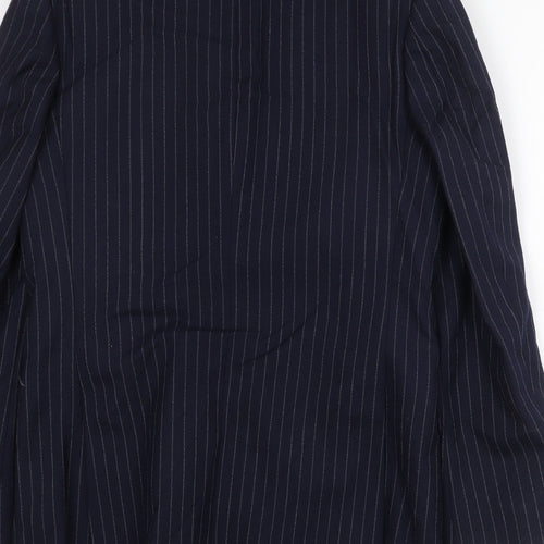 The Label Mens Blue Striped Wool Jacket Suit Jacket Size 38 Regular