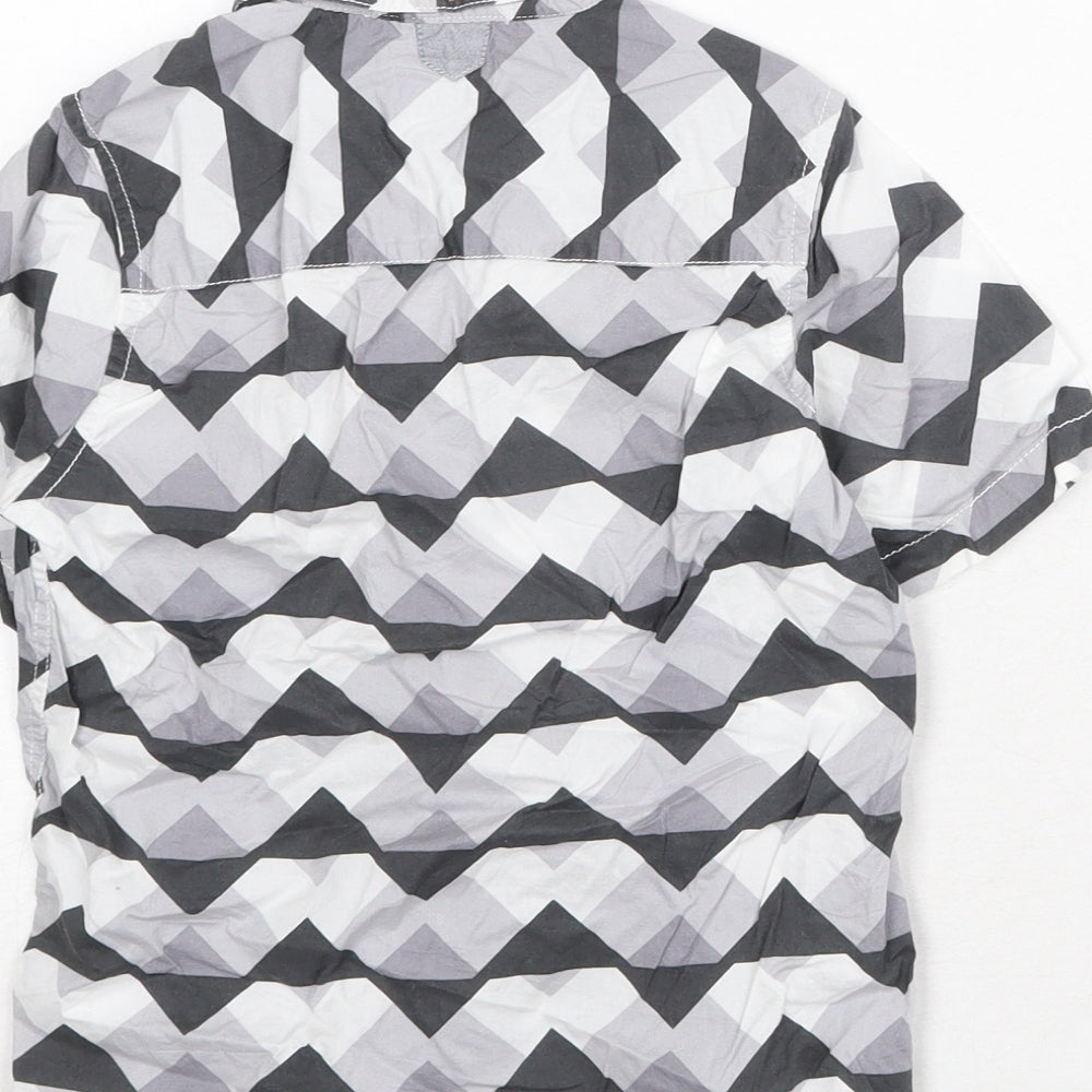 NEXT Boys Grey Geometric 100% Cotton Basic Button-Up Size 6 Years Collared Button
