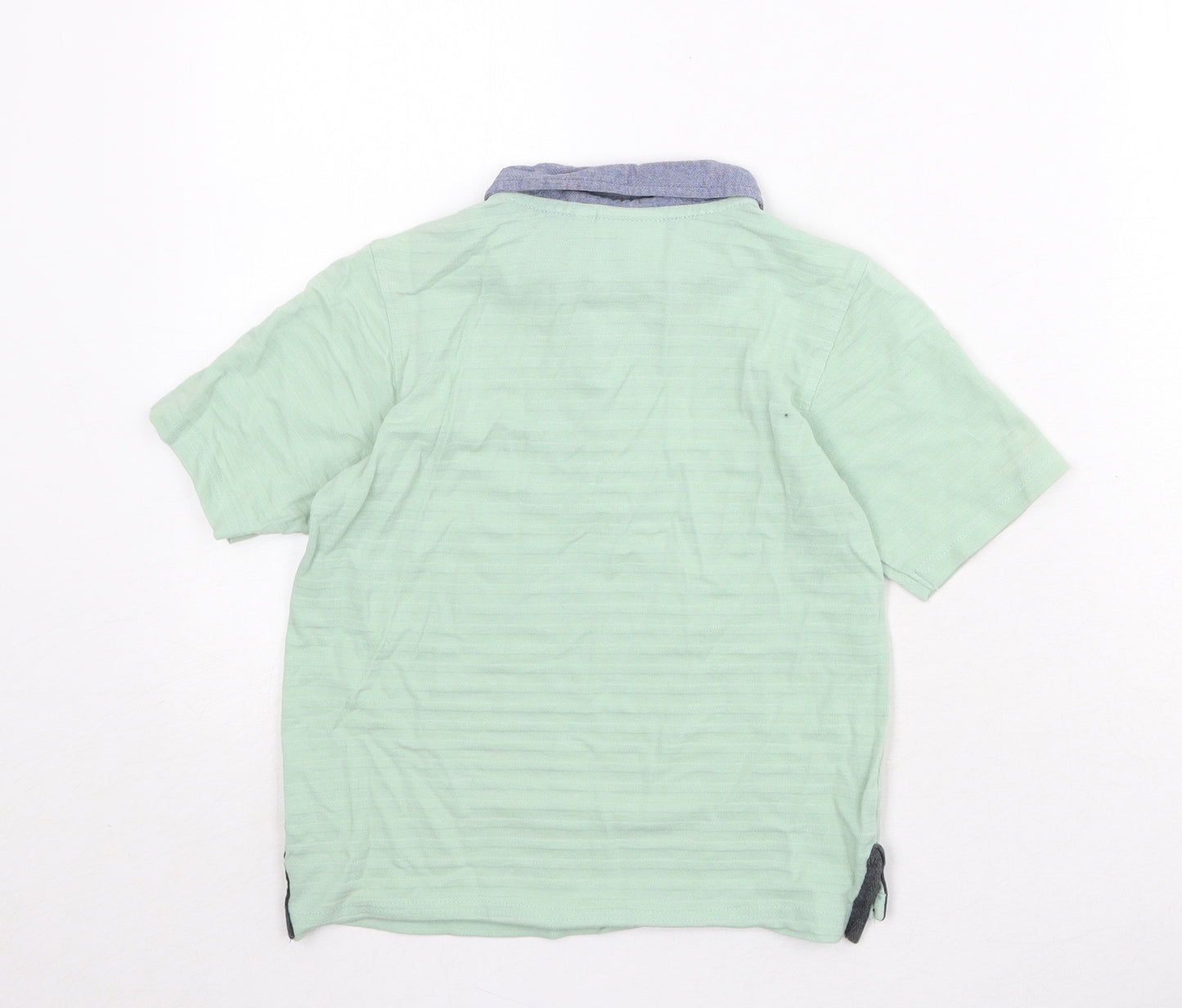 Hullabaloo Boys Green 100% Cotton Pullover Polo Size 9-10 Years Collared Button