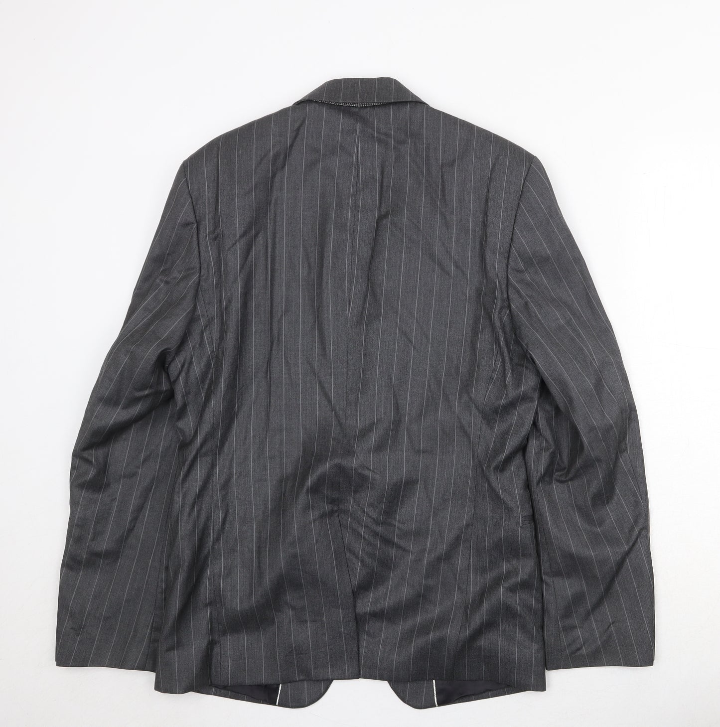 Zara Mens Grey Striped Wool Jacket Suit Jacket Size 38 Regular