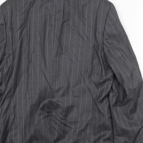 Zara Mens Grey Striped Wool Jacket Suit Jacket Size 38 Regular
