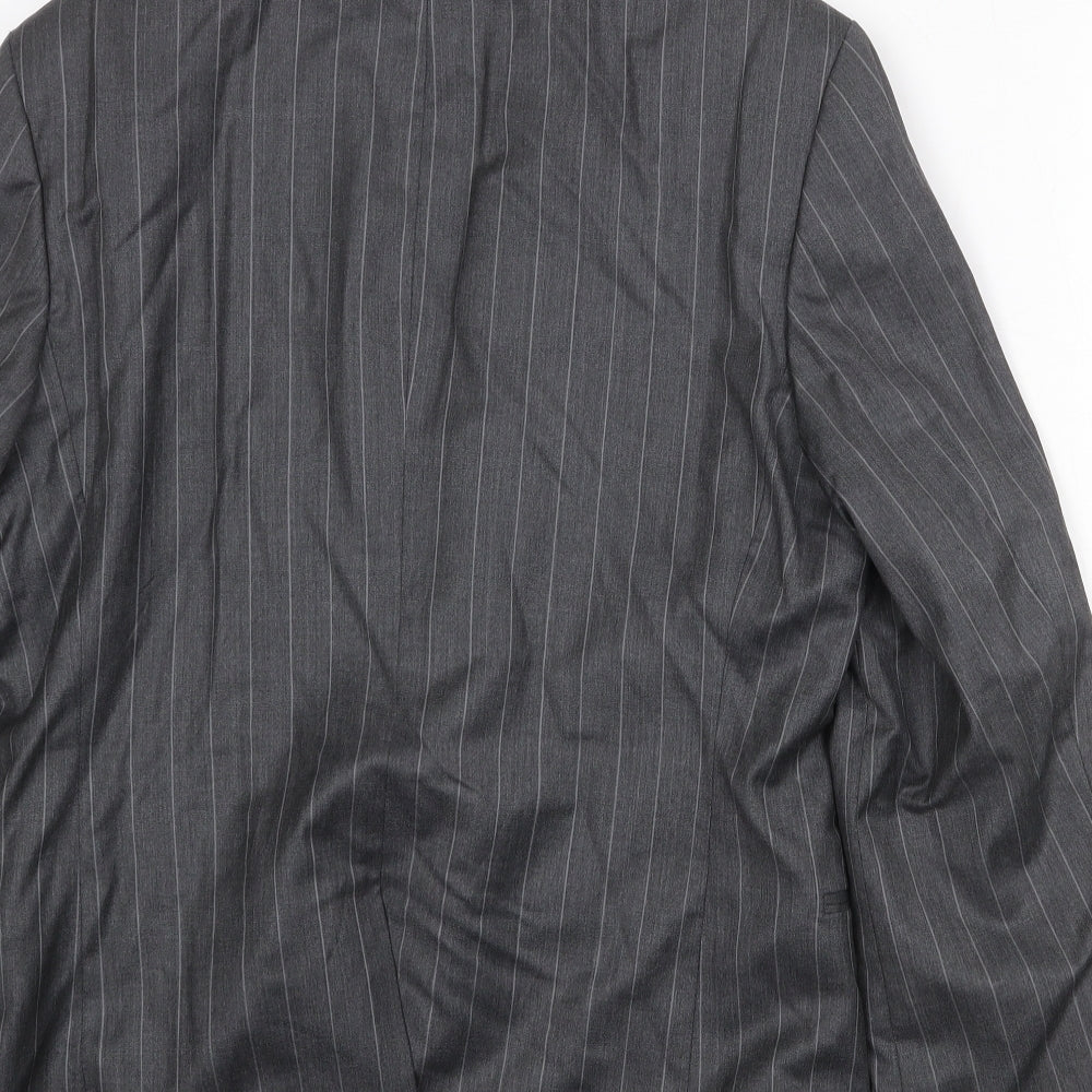 Zara Mens Grey Striped Wool Jacket Suit Jacket Size 38 Regular