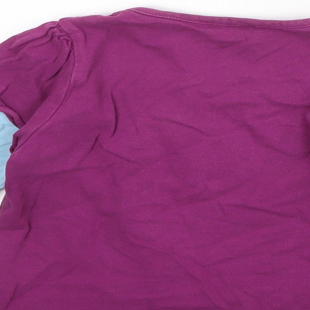 Ladybird Girls Purple 100% Cotton Basic Blouse Size 3-4 Years Round Neck Pullover - Flower Detail
