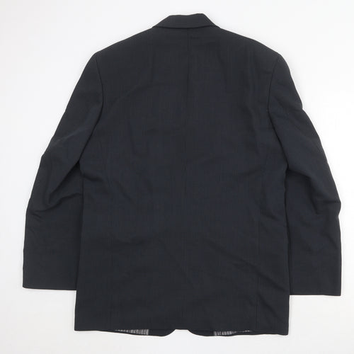 R.I. Mens Black Striped Polyester Jacket Suit Jacket Size 40 Regular