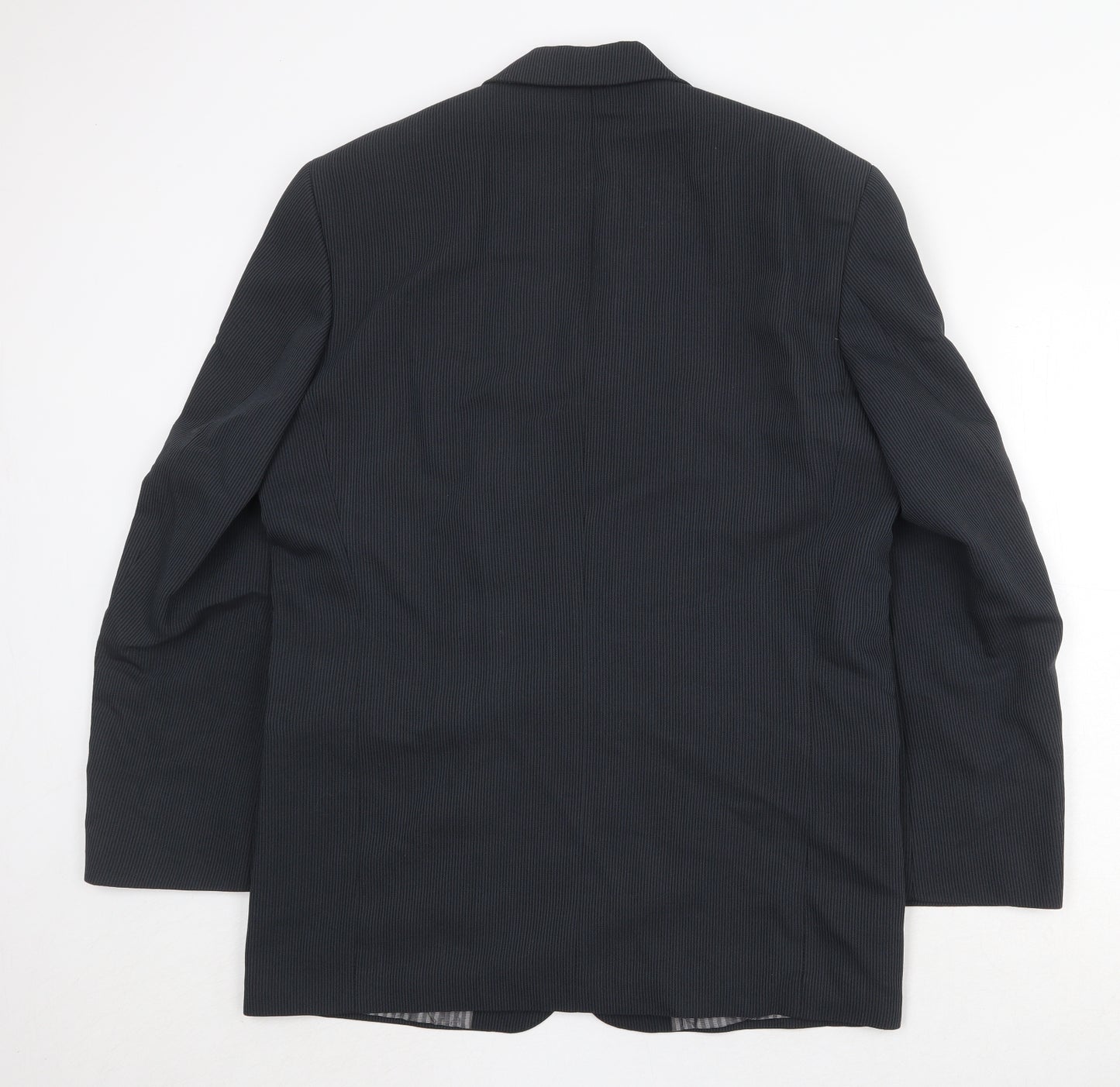 R.I. Mens Black Striped Polyester Jacket Suit Jacket Size 40 Regular