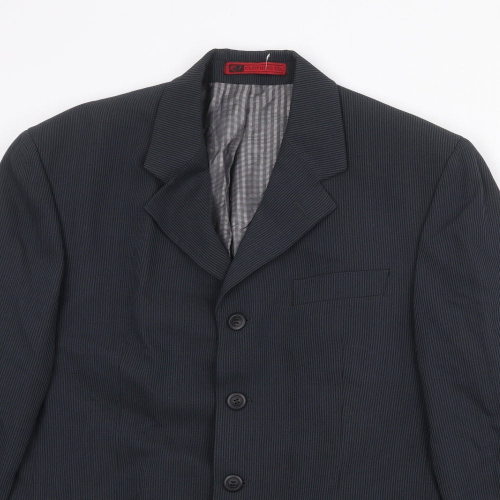 R.I. Mens Black Striped Polyester Jacket Suit Jacket Size 40 Regular