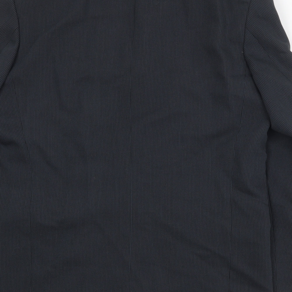 R.I. Mens Black Striped Polyester Jacket Suit Jacket Size 40 Regular