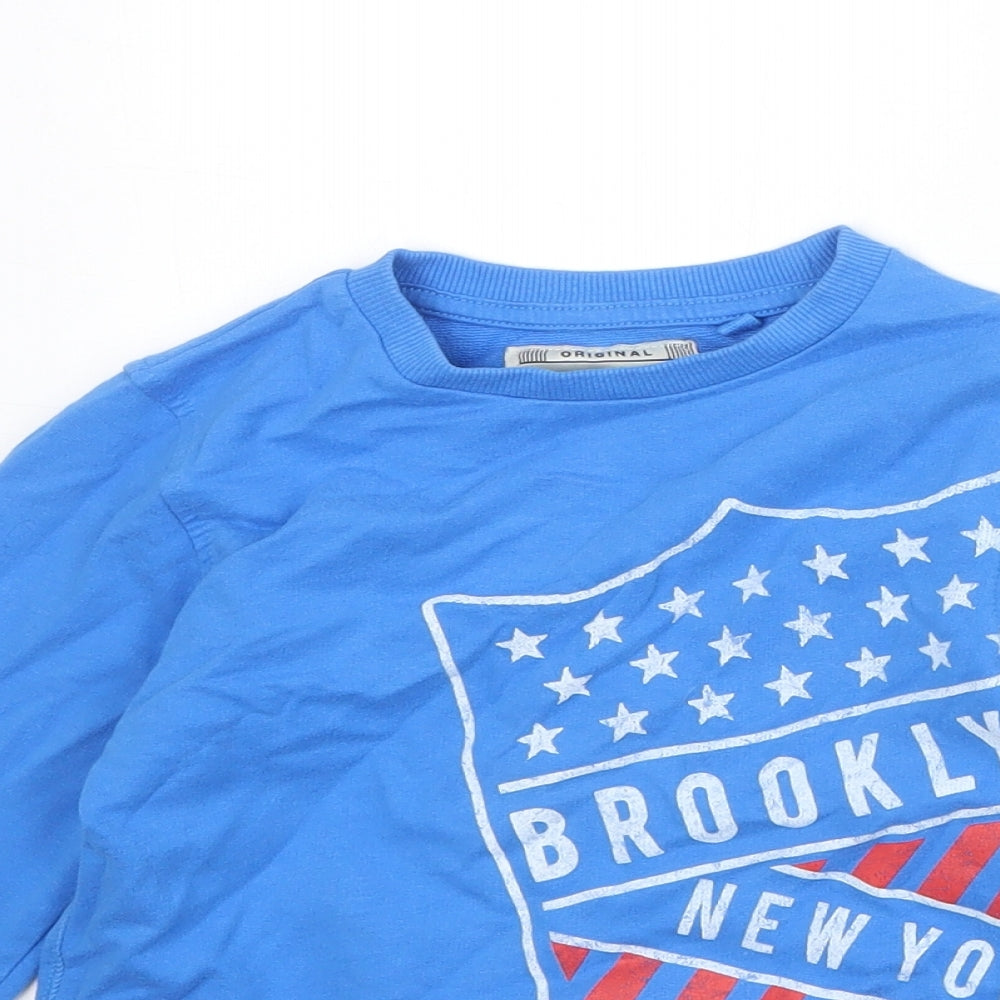 NEXT Boys Blue 100% Cotton Pullover Sweatshirt Size 5 Years Pullover - Brooklyn New York