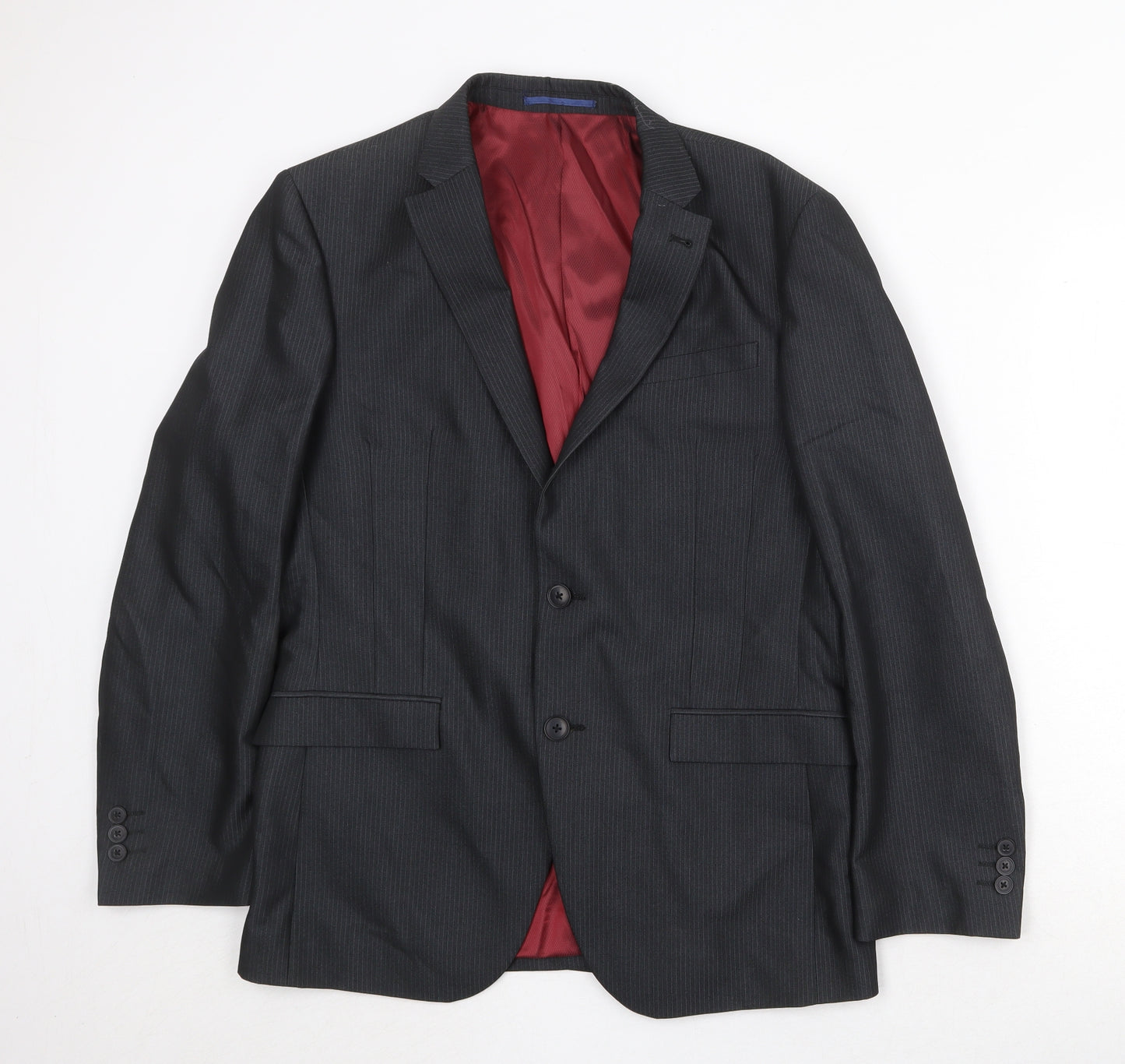 NEXT Mens Black Striped Polyester Jacket Suit Jacket Size 40 Regular