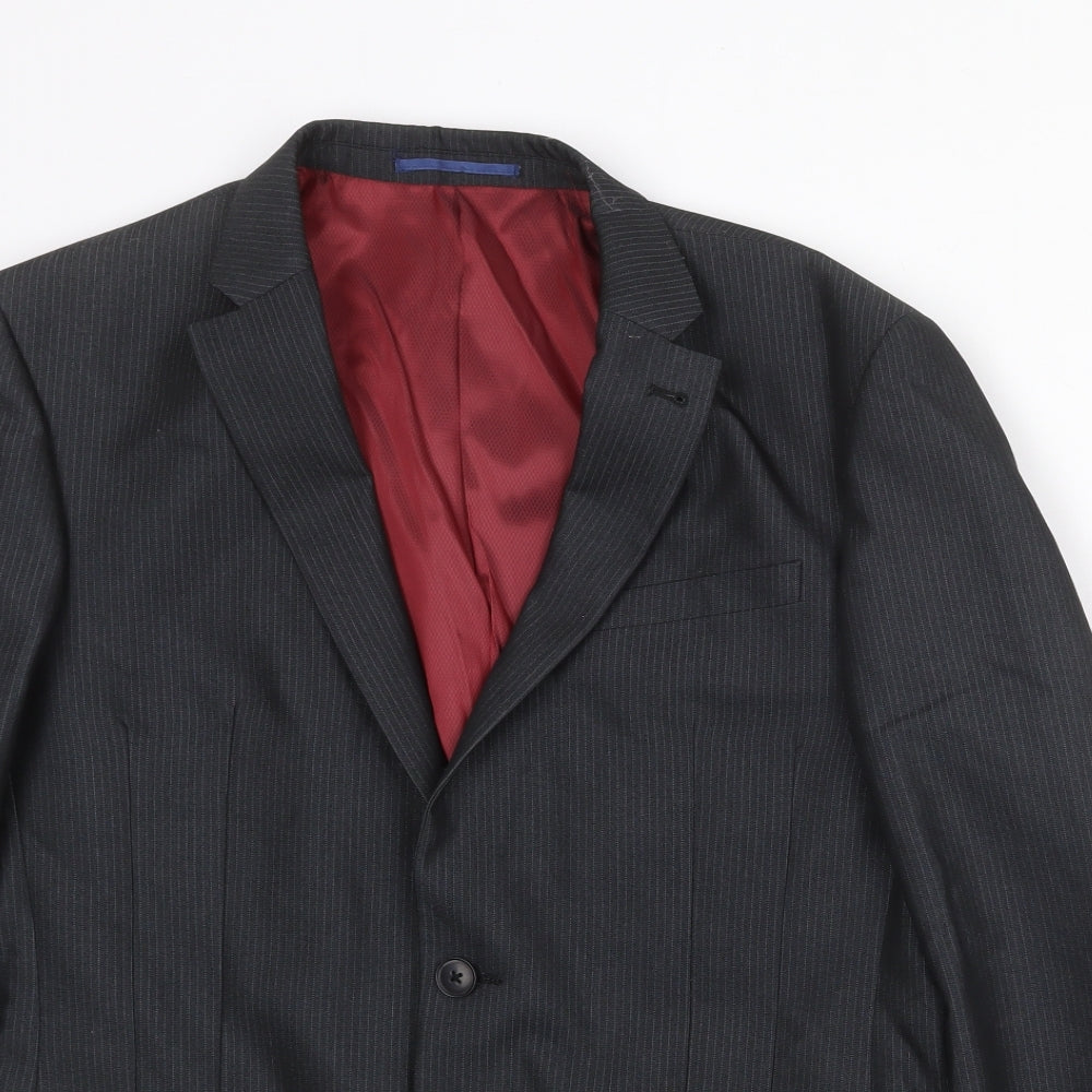 NEXT Mens Black Striped Polyester Jacket Suit Jacket Size 40 Regular