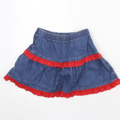 Adams Girls Blue 100% Cotton Skater Skirt Size 2-3 Years Regular Pull On