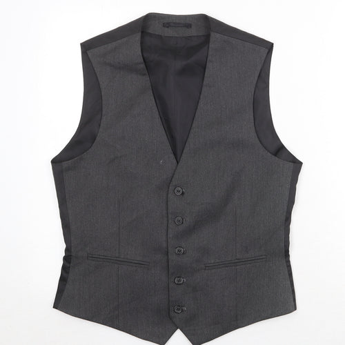 Burton Mens Grey Polyester Jacket Suit Waistcoat Size M Regular