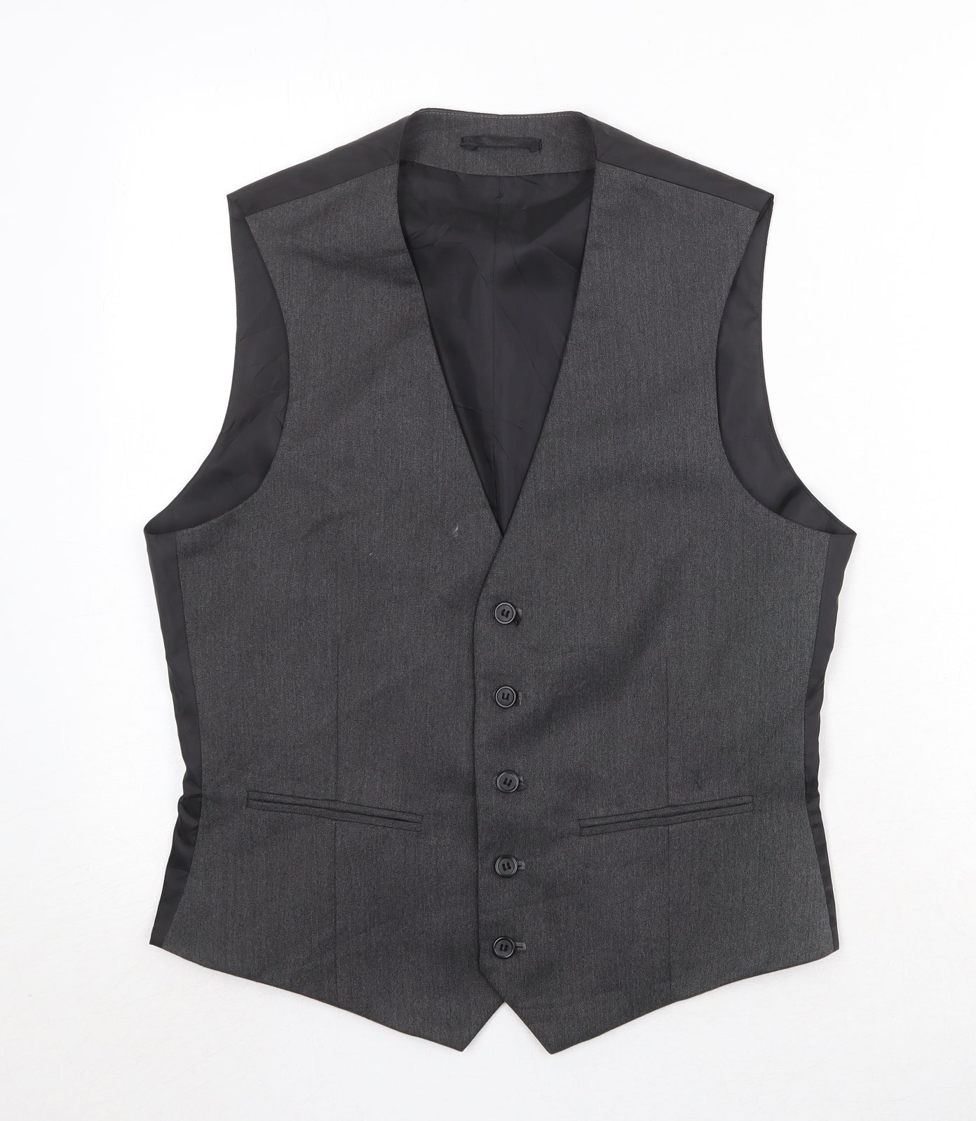 Burton Mens Grey Polyester Jacket Suit Waistcoat Size M Regular