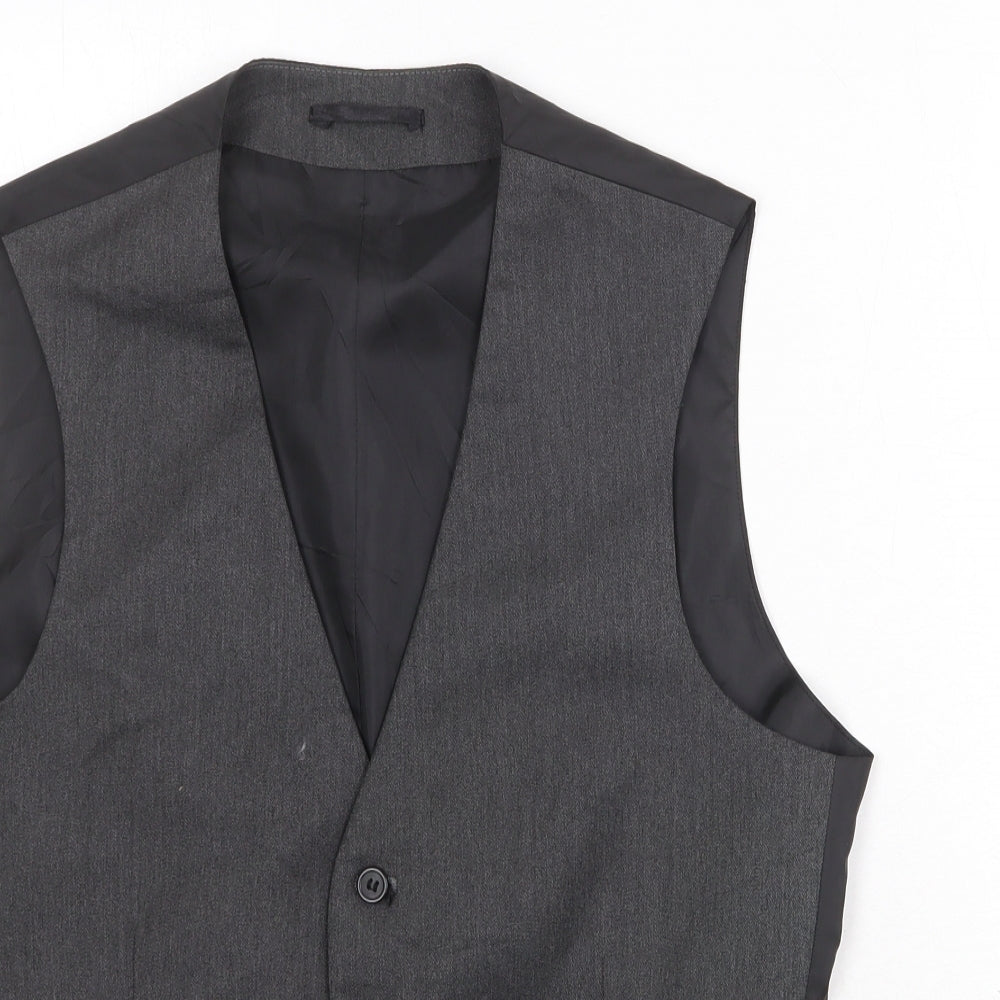 Burton Mens Grey Polyester Jacket Suit Waistcoat Size M Regular