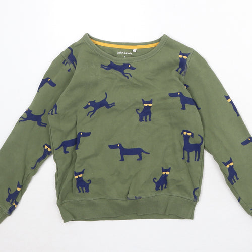 John Lewis Boys Green Geometric 100% Cotton Pullover Sweatshirt Size 9 Years Pullover - Dog Print