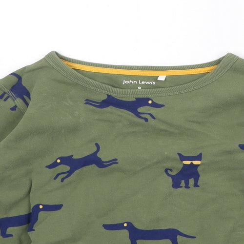 John Lewis Boys Green Geometric 100% Cotton Pullover Sweatshirt Size 9 Years Pullover - Dog Print