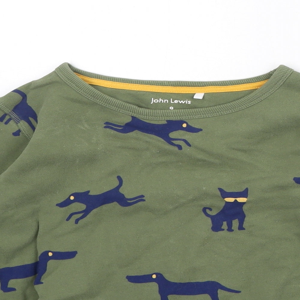 John Lewis Boys Green Geometric 100% Cotton Pullover Sweatshirt Size 9 Years Pullover - Dog Print