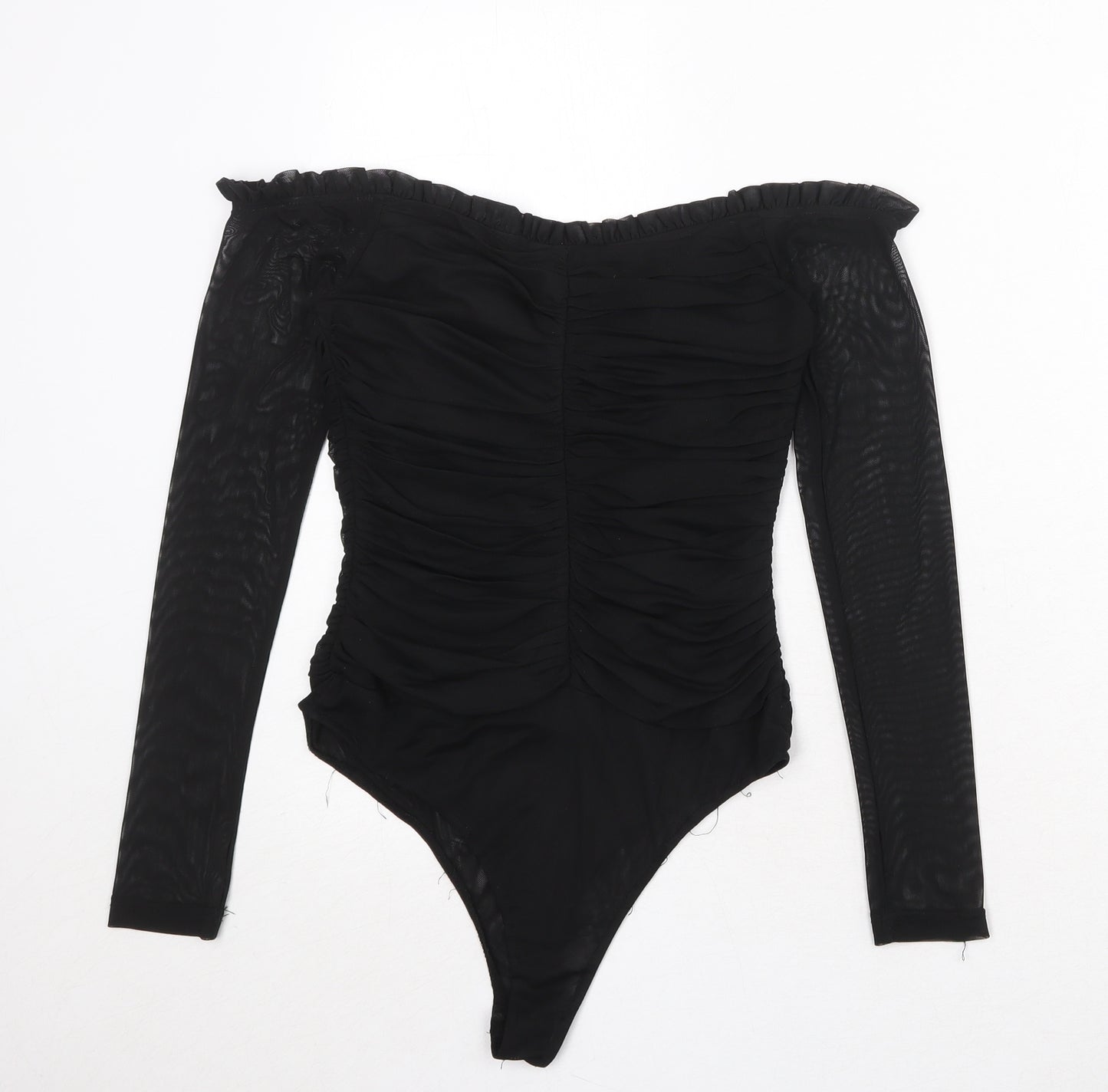 Wild Honey Womens Black Polyester Bodysuit One-Piece Size S Snap