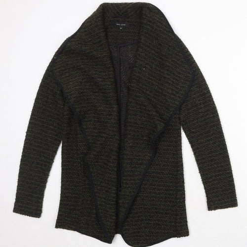 New Look Womens Green V-Neck Striped Polyester Cardigan Jumper Size 12