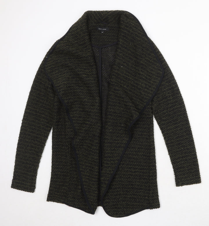 New Look Womens Green V-Neck Striped Polyester Cardigan Jumper Size 12