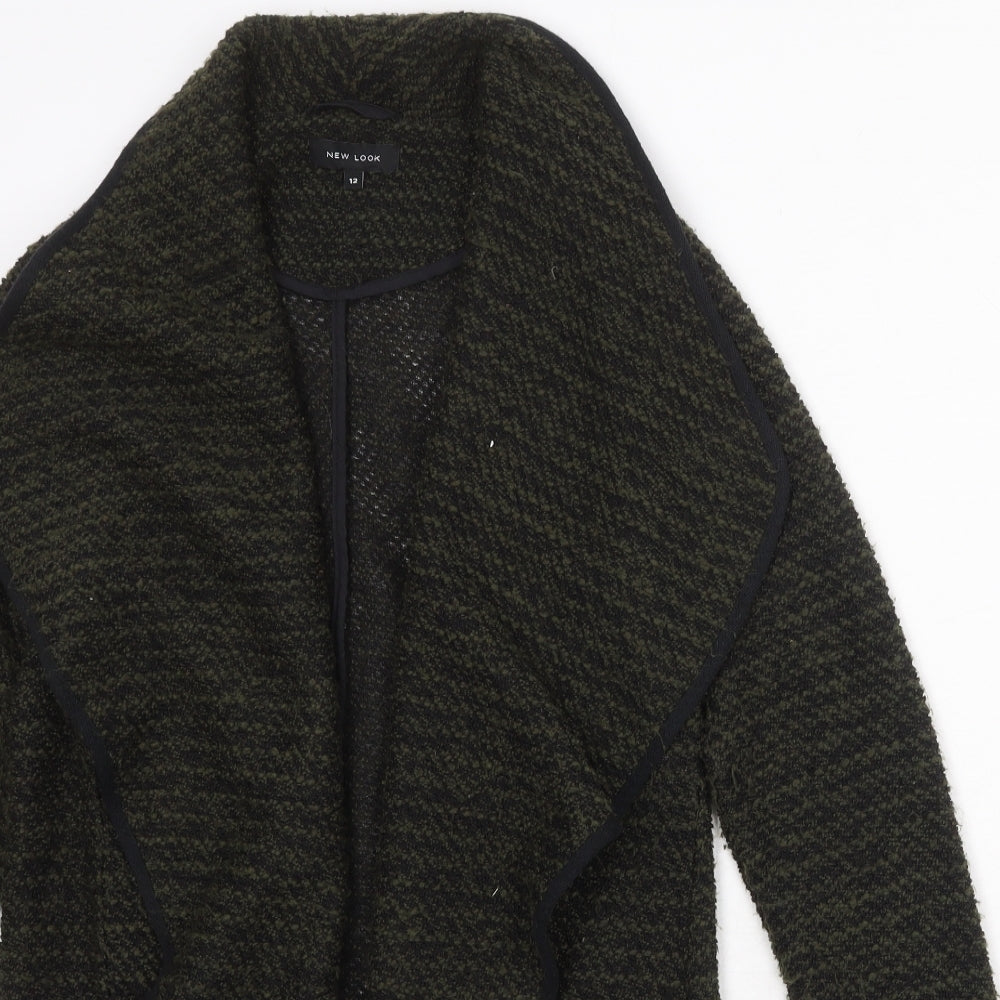 New Look Womens Green V-Neck Striped Polyester Cardigan Jumper Size 12