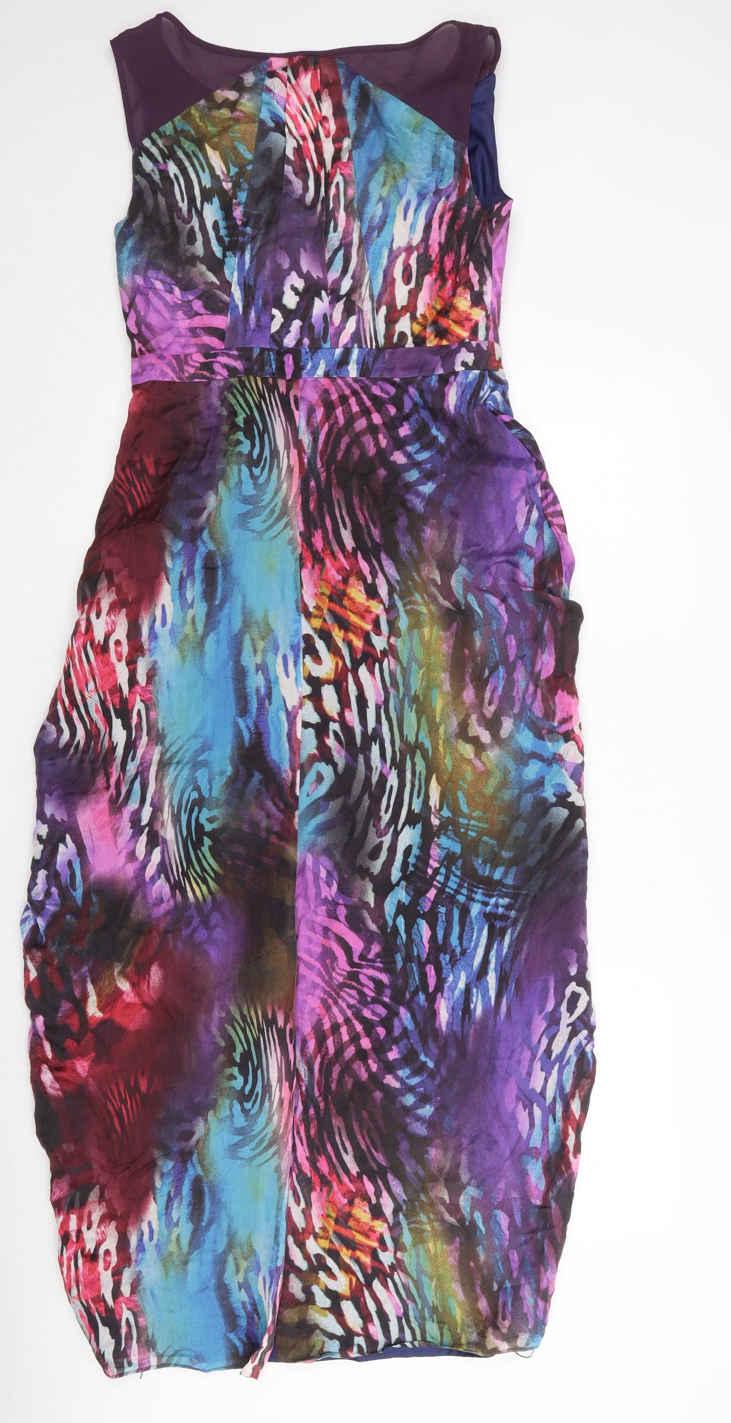 Per Una Womens Multicoloured Geometric Silk Maxi Size 12 Round Neck Pullover