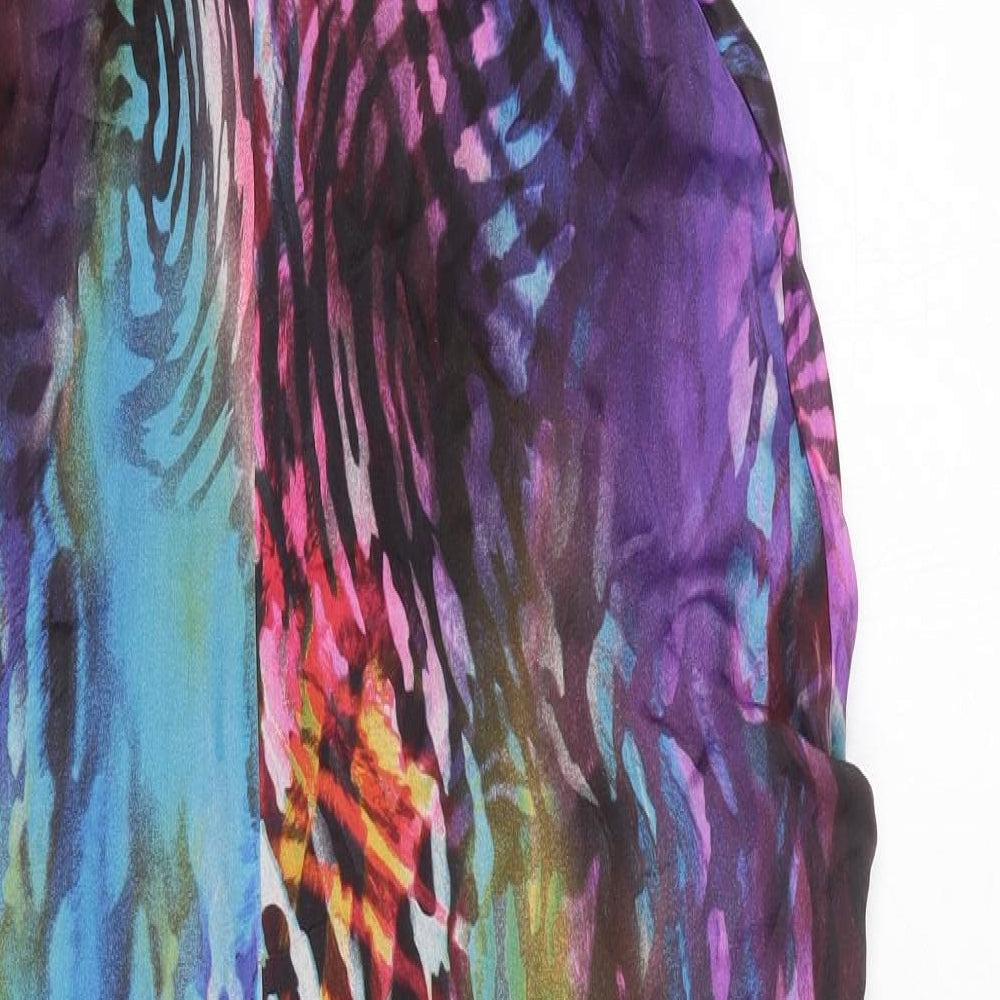 Per Una Womens Multicoloured Geometric Silk Maxi Size 12 Round Neck Pullover