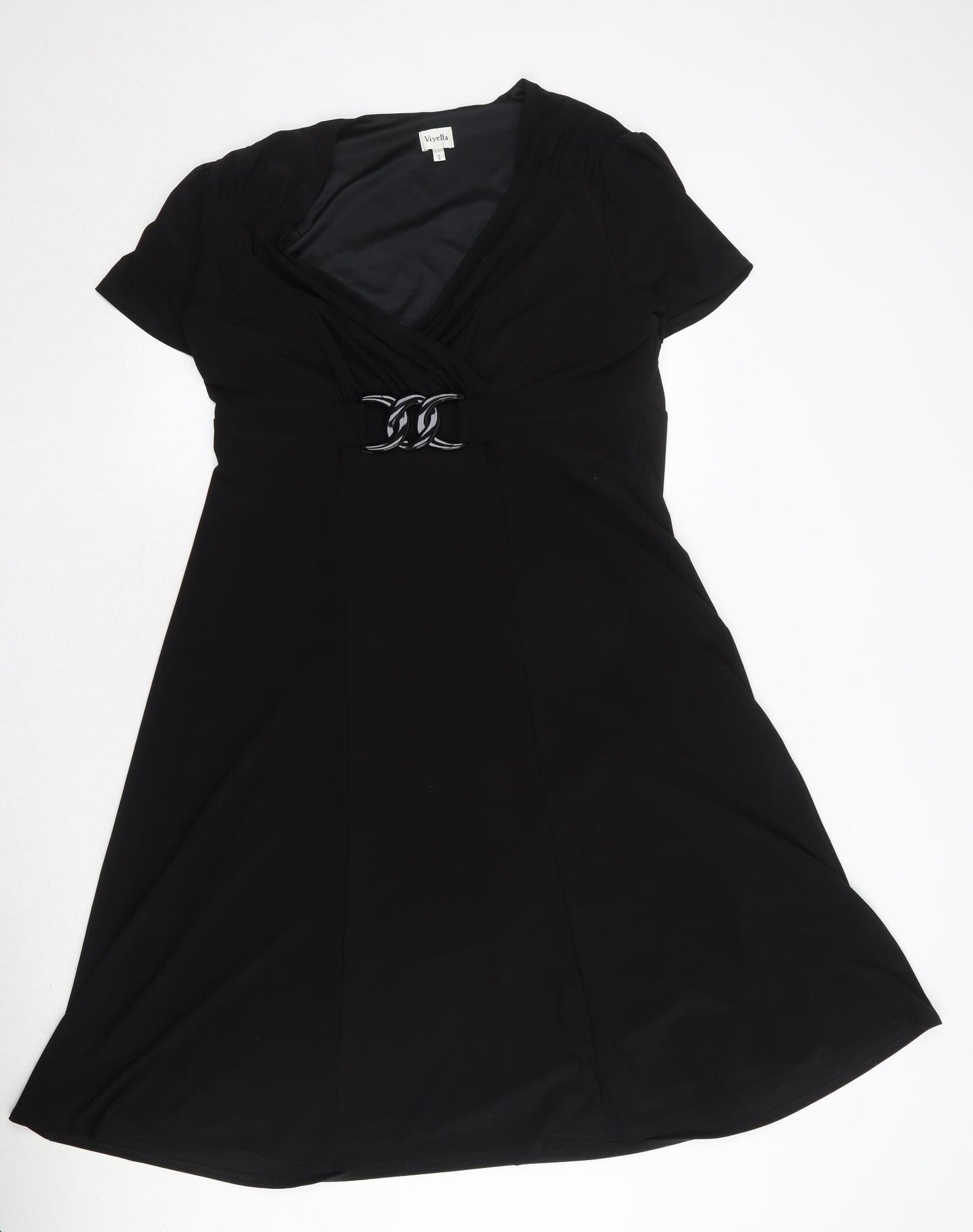 Viyella Womens Black Polyester Trapeze & Swing Size 18 V-Neck Pullover
