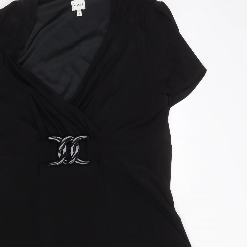 Viyella Womens Black Polyester Trapeze & Swing Size 18 V-Neck Pullover