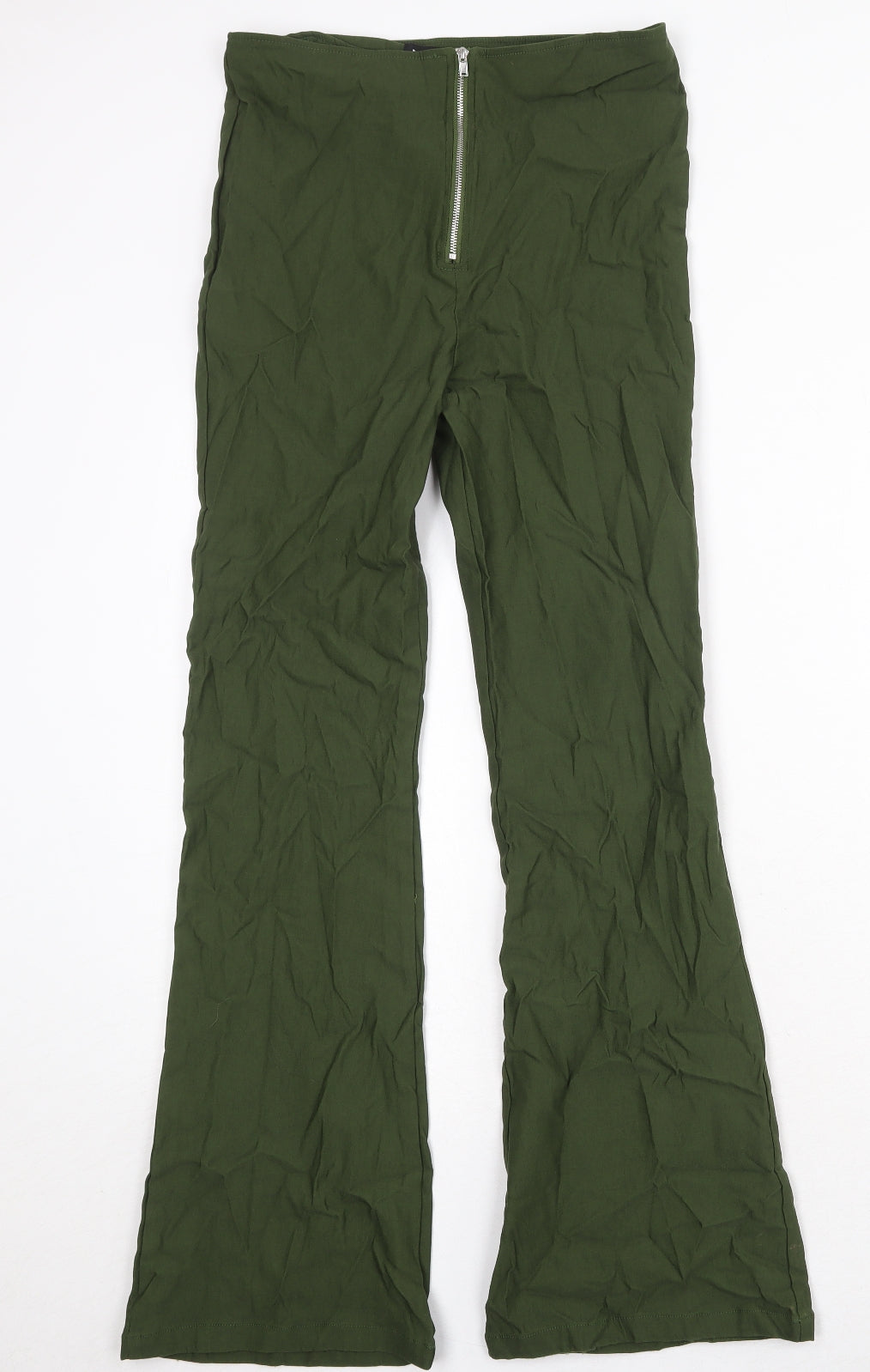 Motel Womens Green Viscose Trousers Size M Regular Zip