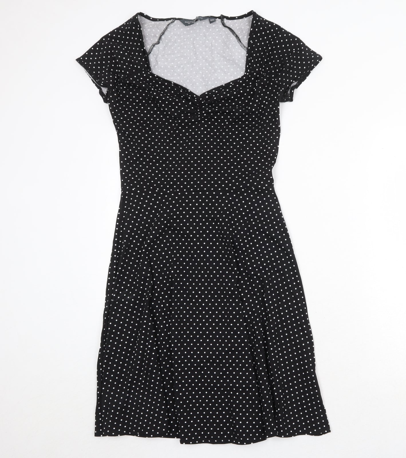 Dorothy Perkins Womens Black Polka Dot Cotton Trapeze & Swing Size 12 Sweetheart Pullover