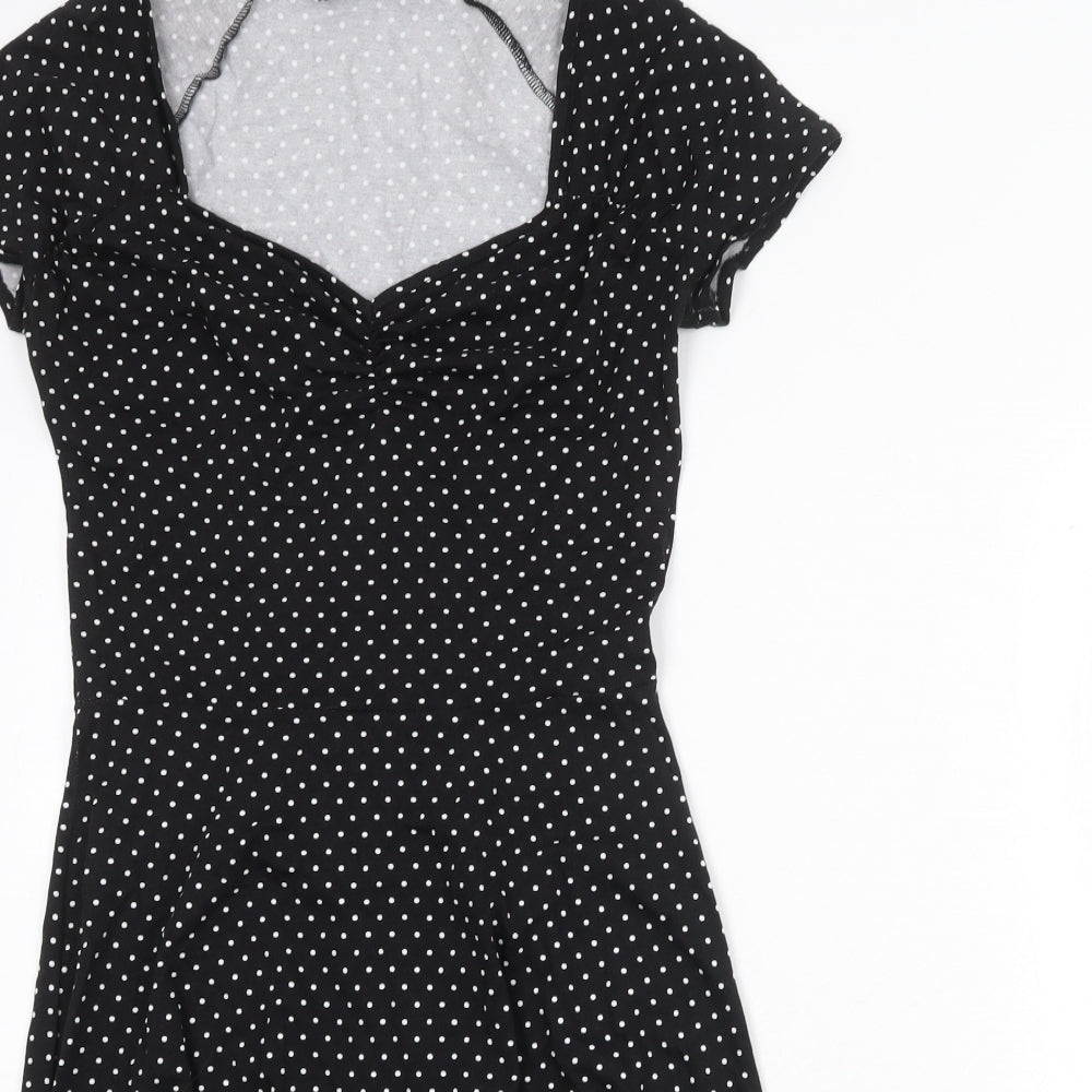 Dorothy Perkins Womens Black Polka Dot Cotton Trapeze & Swing Size 12 Sweetheart Pullover