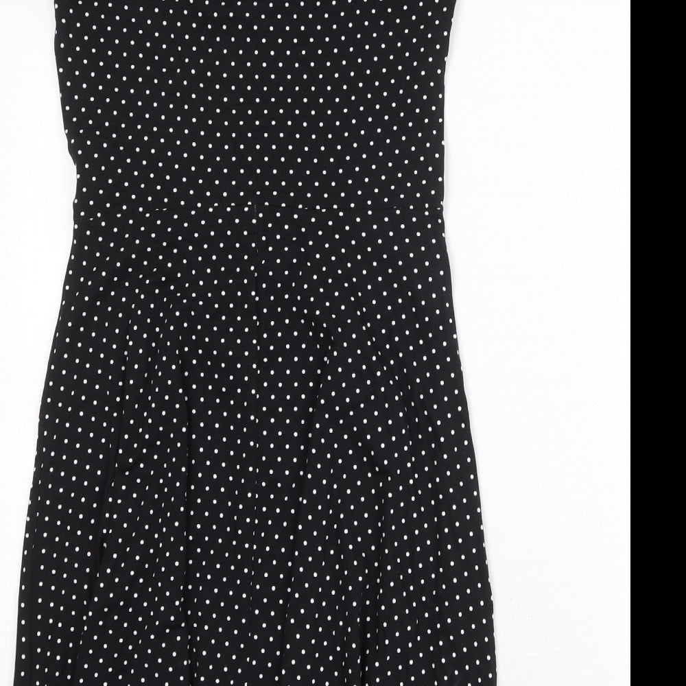 Dorothy Perkins Womens Black Polka Dot Cotton Trapeze & Swing Size 12 Sweetheart Pullover