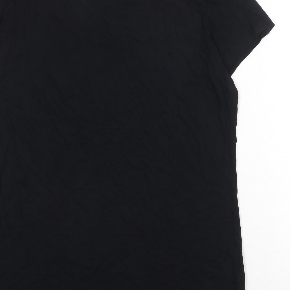 Garfield & Marks Womens Black Viscose Basic T-Shirt Size 18 Scoop Neck - Embellished