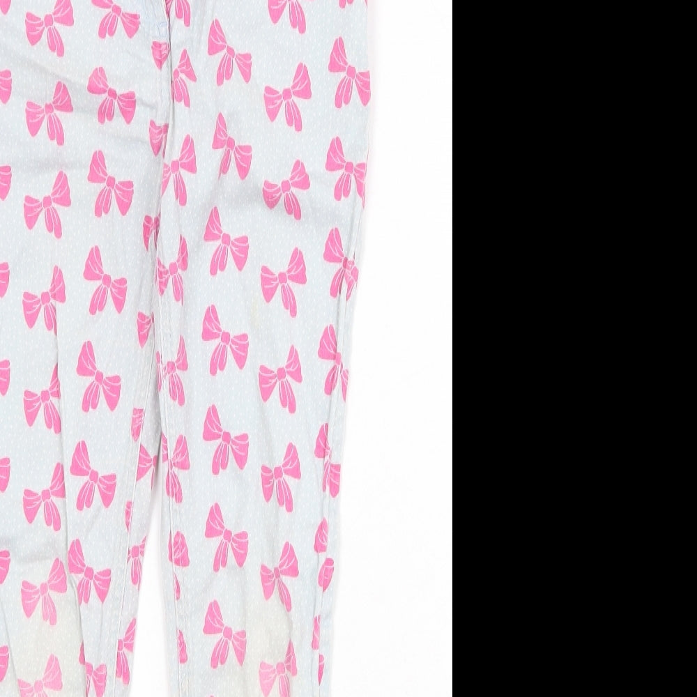 Marks and Spencer Girls Grey Geometric Cotton Skinny Jeans Size 9-10 Years Regular Zip - Ribbons