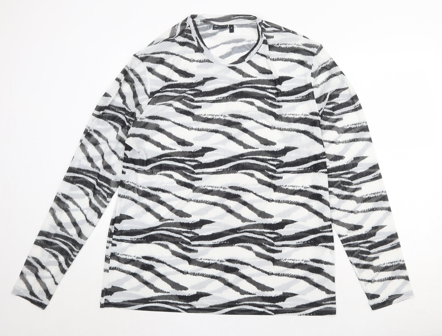 ASOS Womens White Animal Print Polyester Basic T-Shirt Size 3XL Crew Neck - Zebra Print