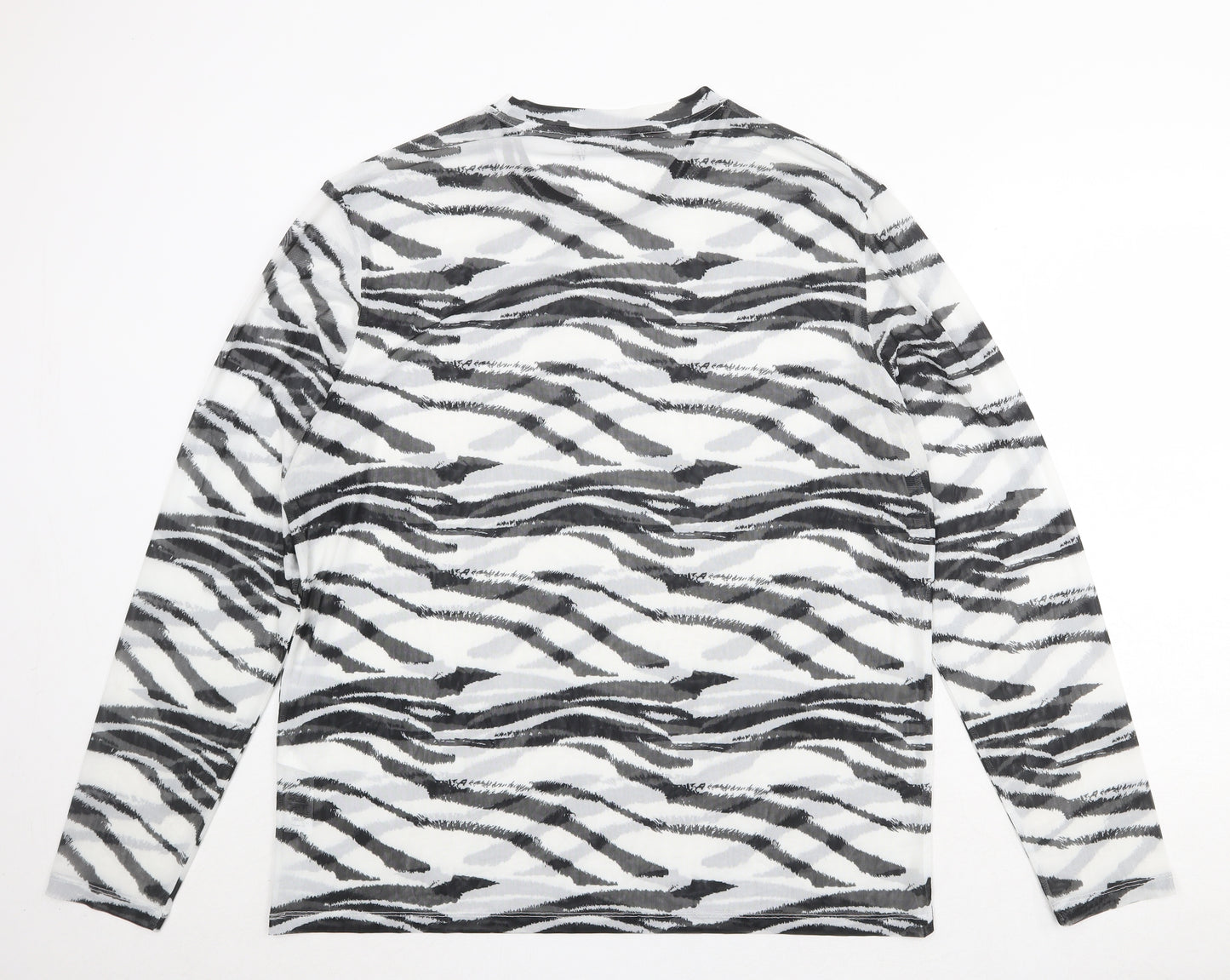 ASOS Womens White Animal Print Polyester Basic T-Shirt Size 3XL Crew Neck - Zebra Print