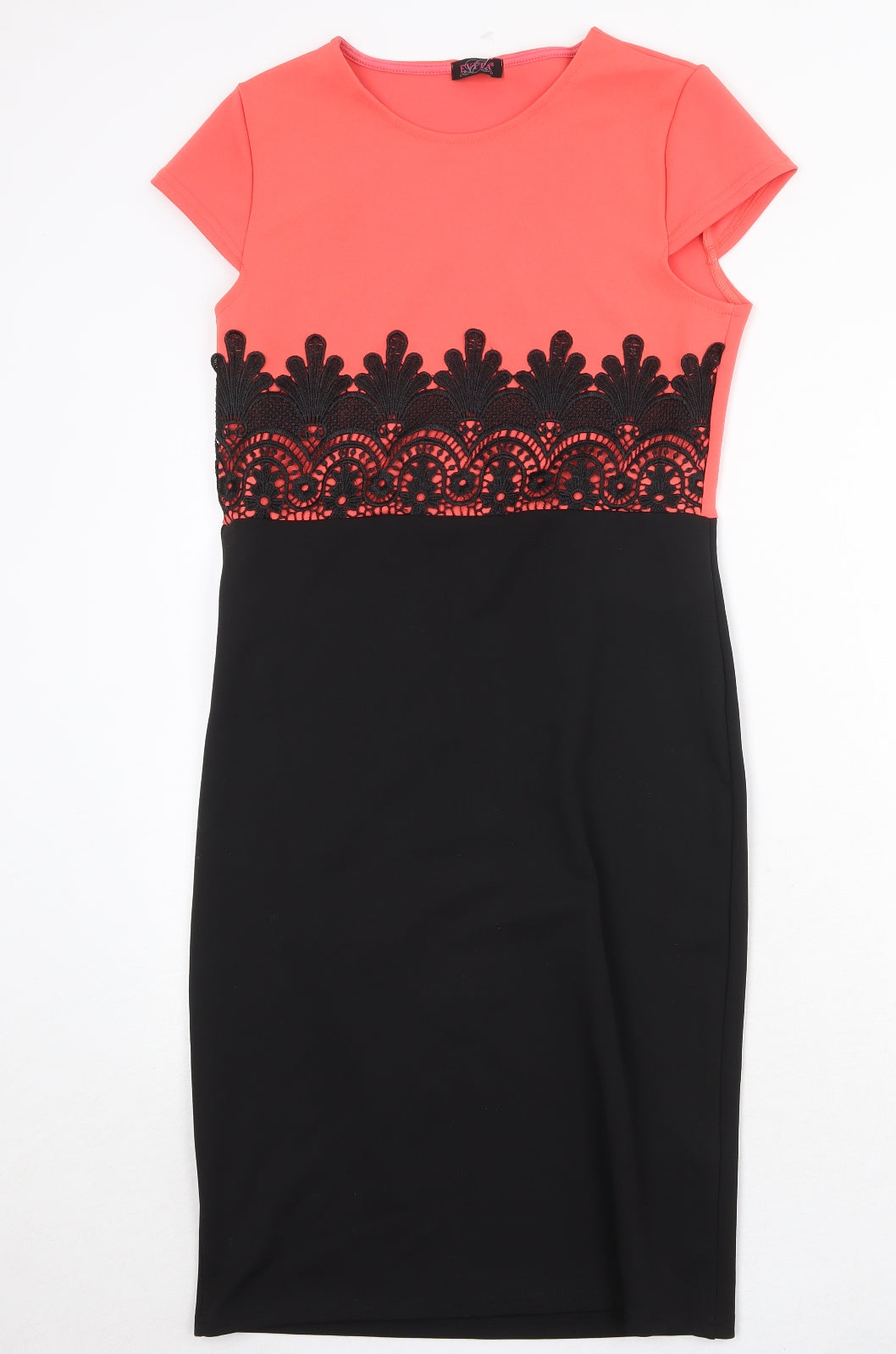 Evita Womens Black Colourblock Polyester A-Line Size 14 Round Neck Pullover