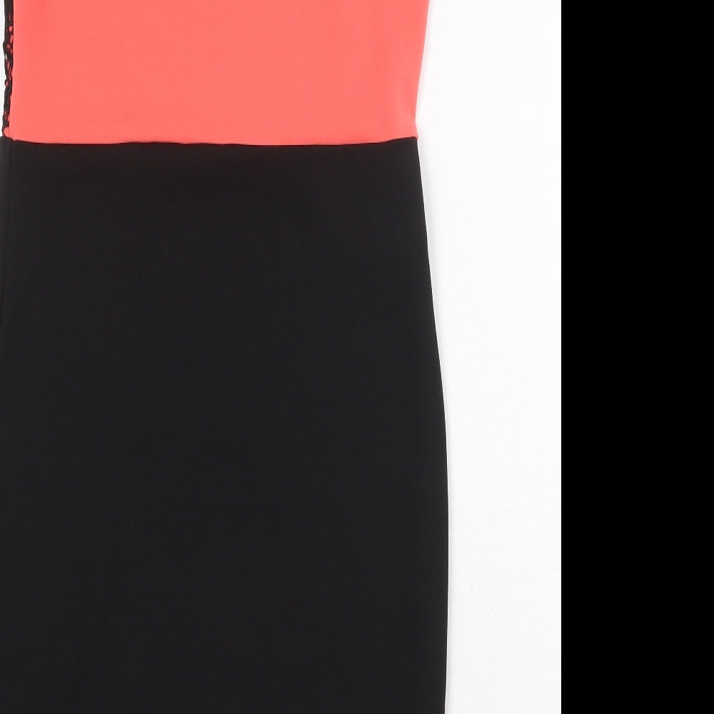 Evita Womens Black Colourblock Polyester A-Line Size 14 Round Neck Pullover