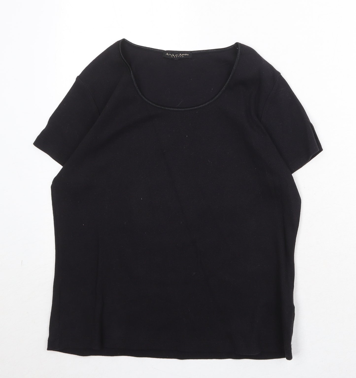 Ana Capri Womens Black Cotton Basic T-Shirt Size XL Scoop Neck