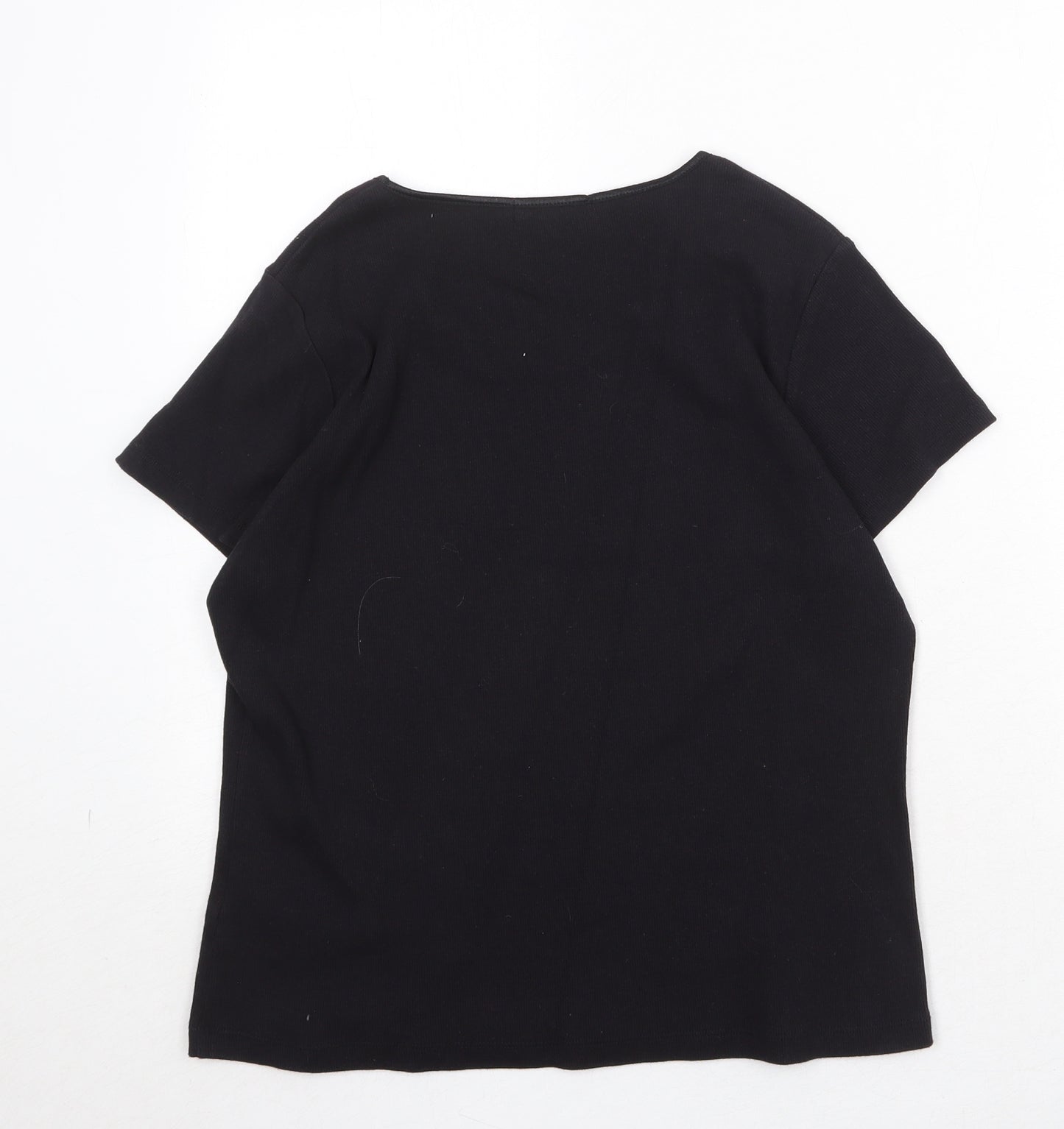 Ana Capri Womens Black Cotton Basic T-Shirt Size XL Scoop Neck