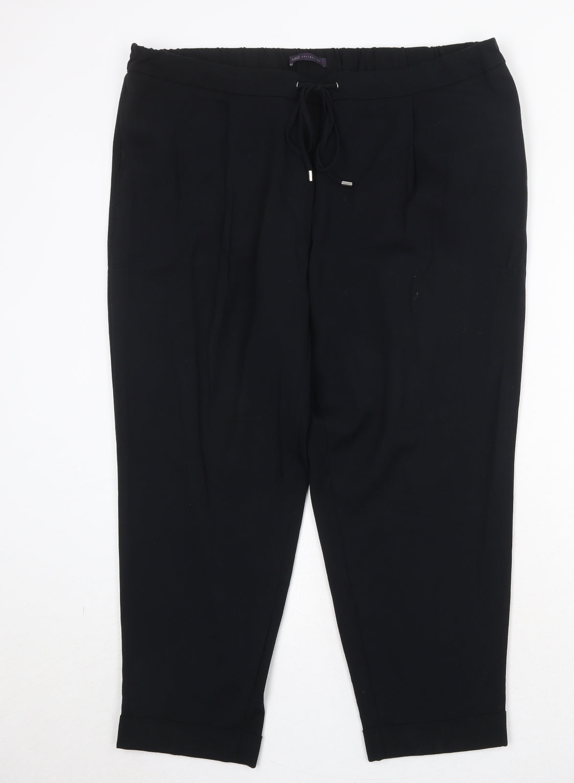 Marks and Spencer Womens Black Polyester Jogger Trousers Size 20 Regular Drawstring