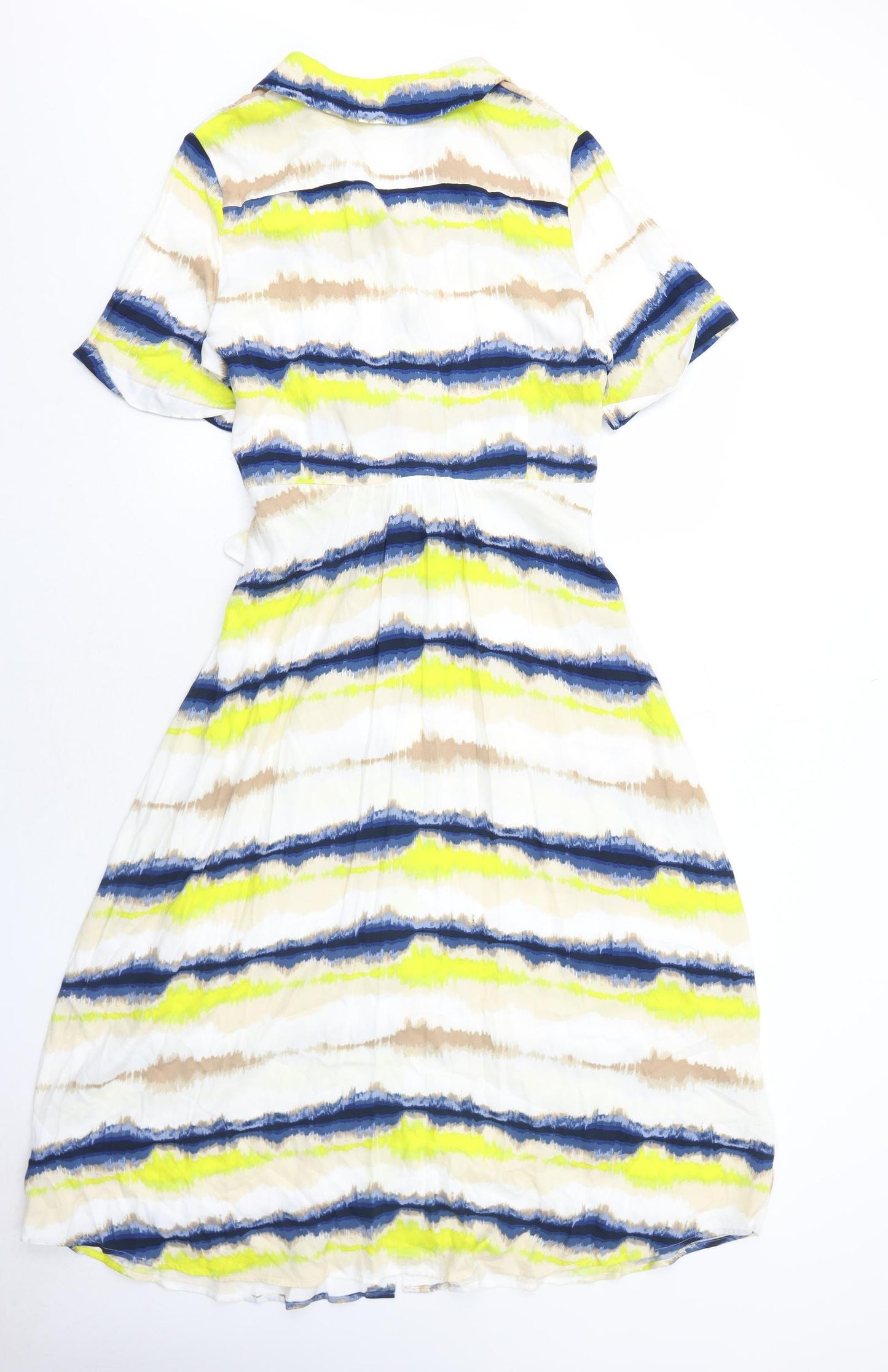 Marks and Spencer Womens Multicoloured Tie Dye Viscose Shirt Dress Size 14 Collared Button