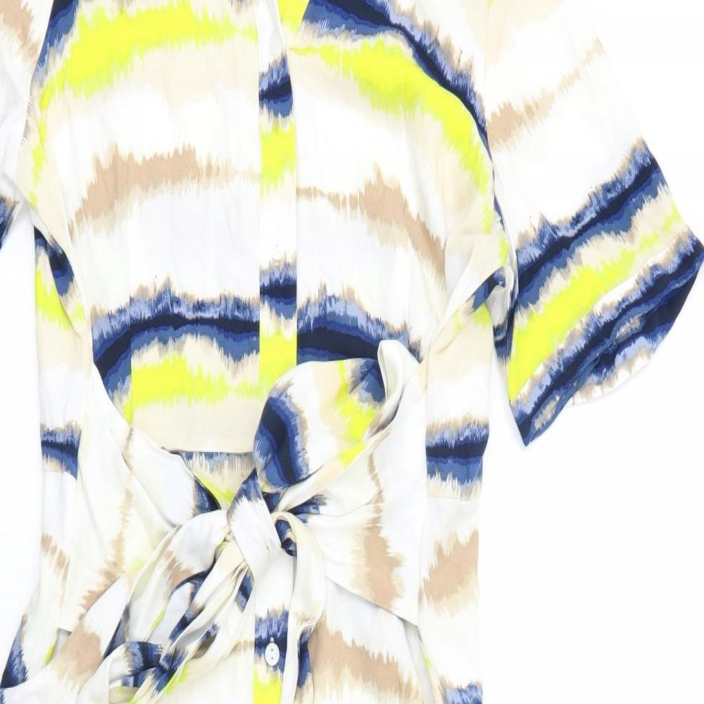 Marks and Spencer Womens Multicoloured Tie Dye Viscose Shirt Dress Size 14 Collared Button
